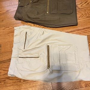 (2) Men’s Orvis pants leather trim 38